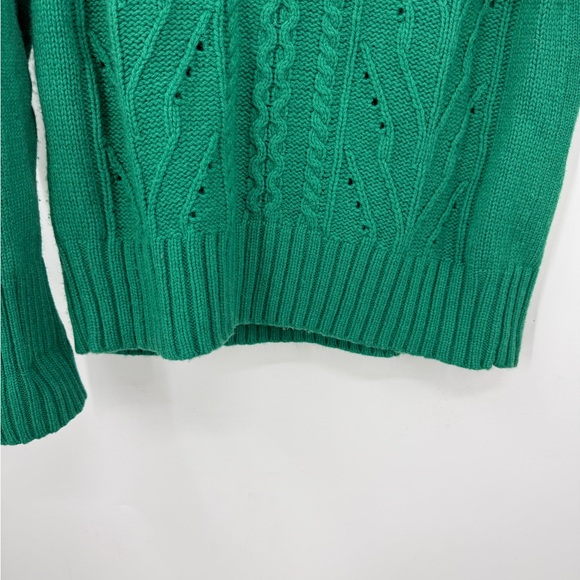J.Crew Factory lambswool-blend cable-knit sweater in green. M - Picture 3 of 12
